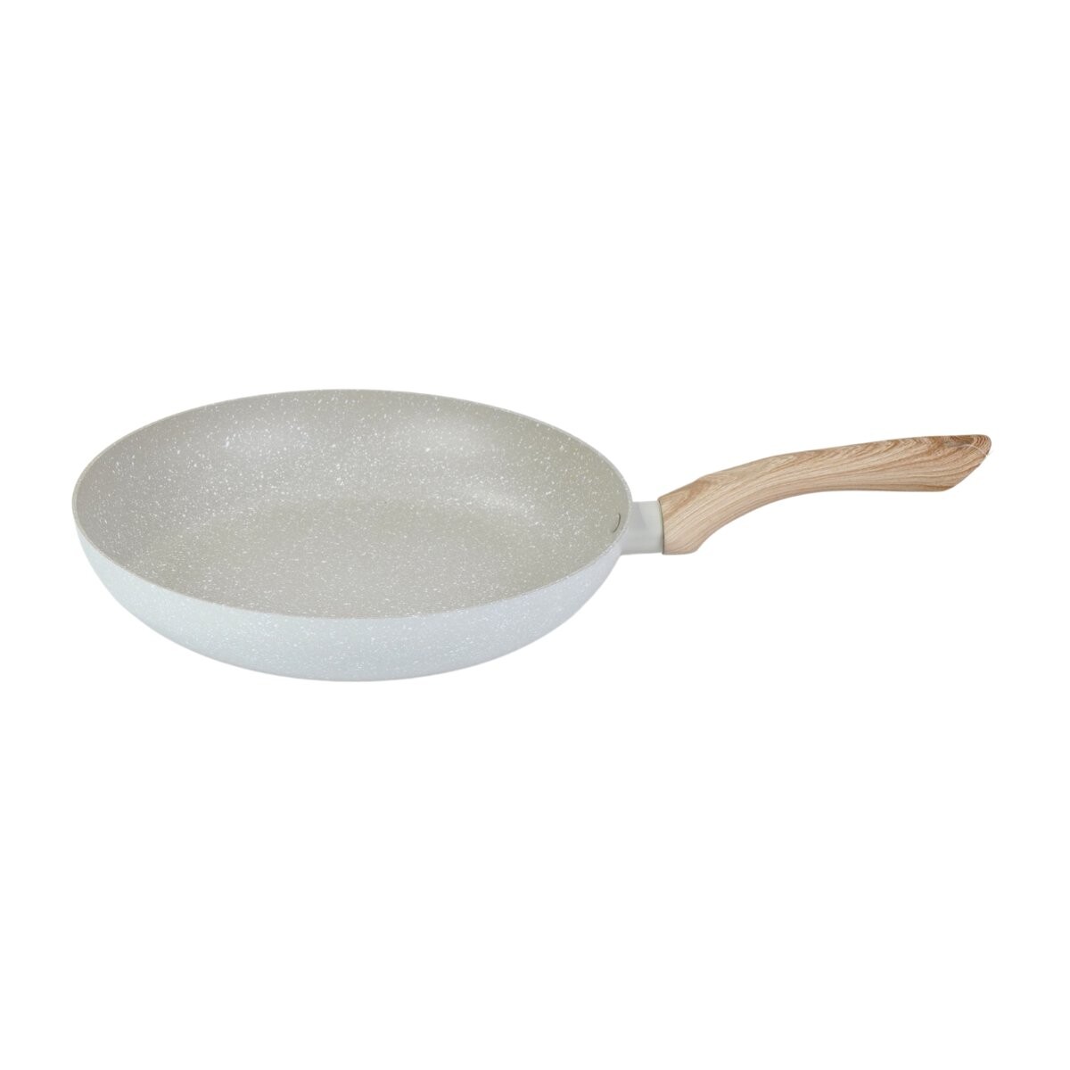 Sarten de aluminio beige con mango de madera 