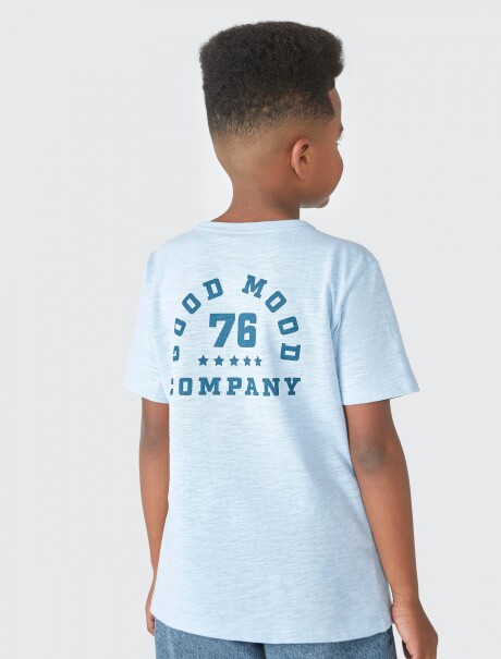 CAMISETA INFANTIL ESTAMPADA CELESTE