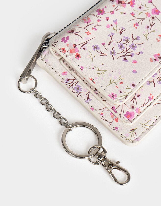 Monederos Monedero Cuerina Solapa - Estampado Flores