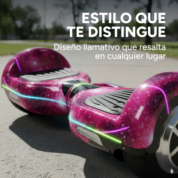 Skate Electrico Hoverboard Gogreen Musica Bt Luces Patineta Diseño Violeta