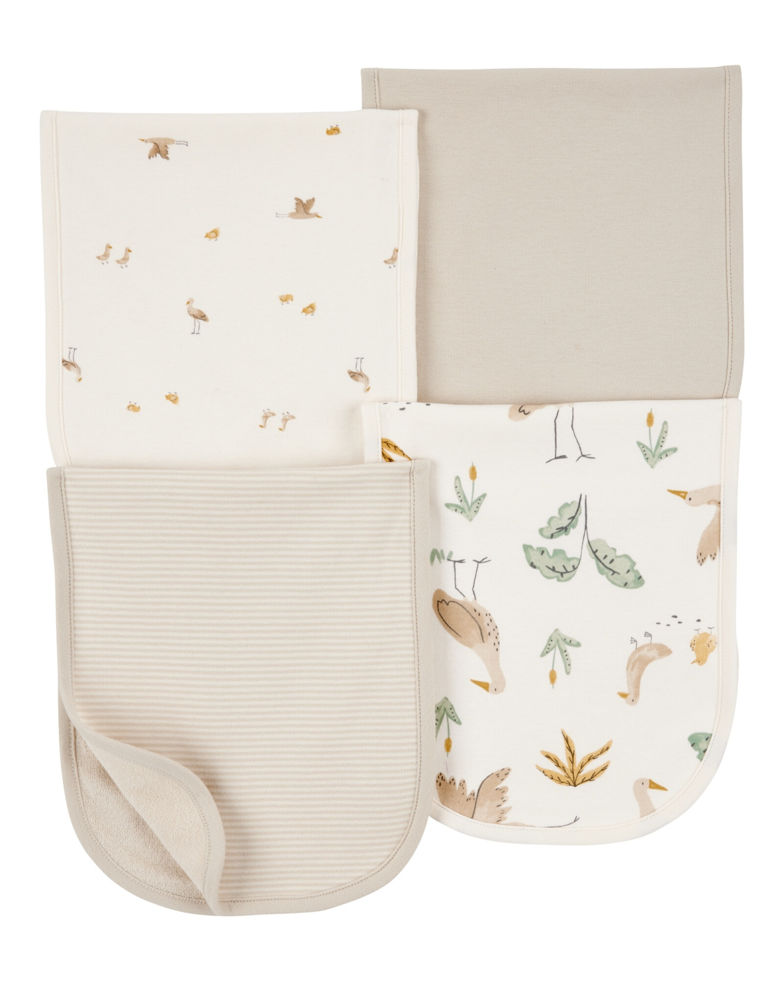 Pack cuatro babitas de algodón, beige Sin color