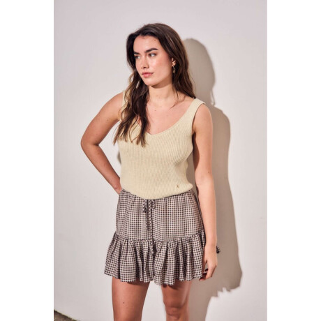 Falda Gingham Gingham Marron