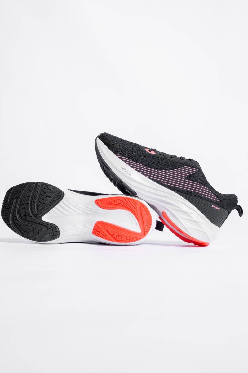 Calzado Deportivo. - Negro y Coral. 
