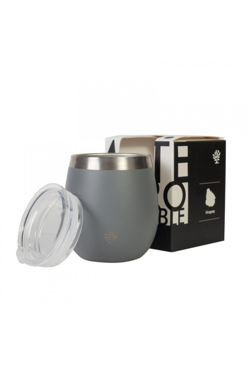 MATE TERRANO ACERO C/ TAPA 130ML GRIS