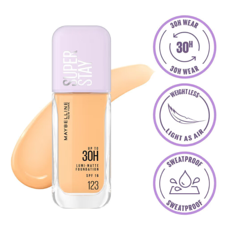 Base Super Stay Lumi-Matte 30 ml Tono 123 - Maybelline Base Super Stay Lumi-Matte 30 ml Tono 123 - Maybelline