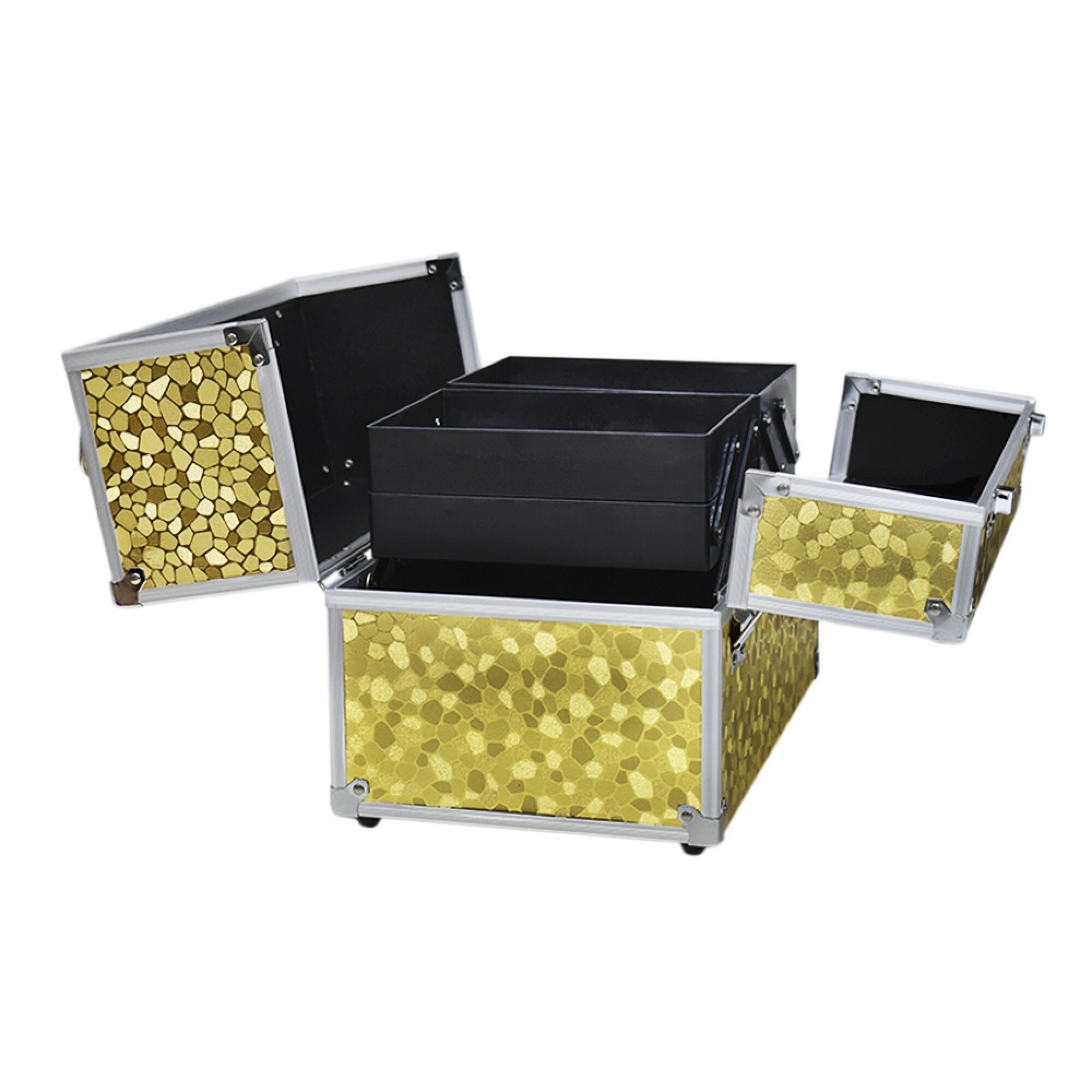 Valija Maquillaje Maleta Organizadora Profesional Cosméticos - Dorado — HTS