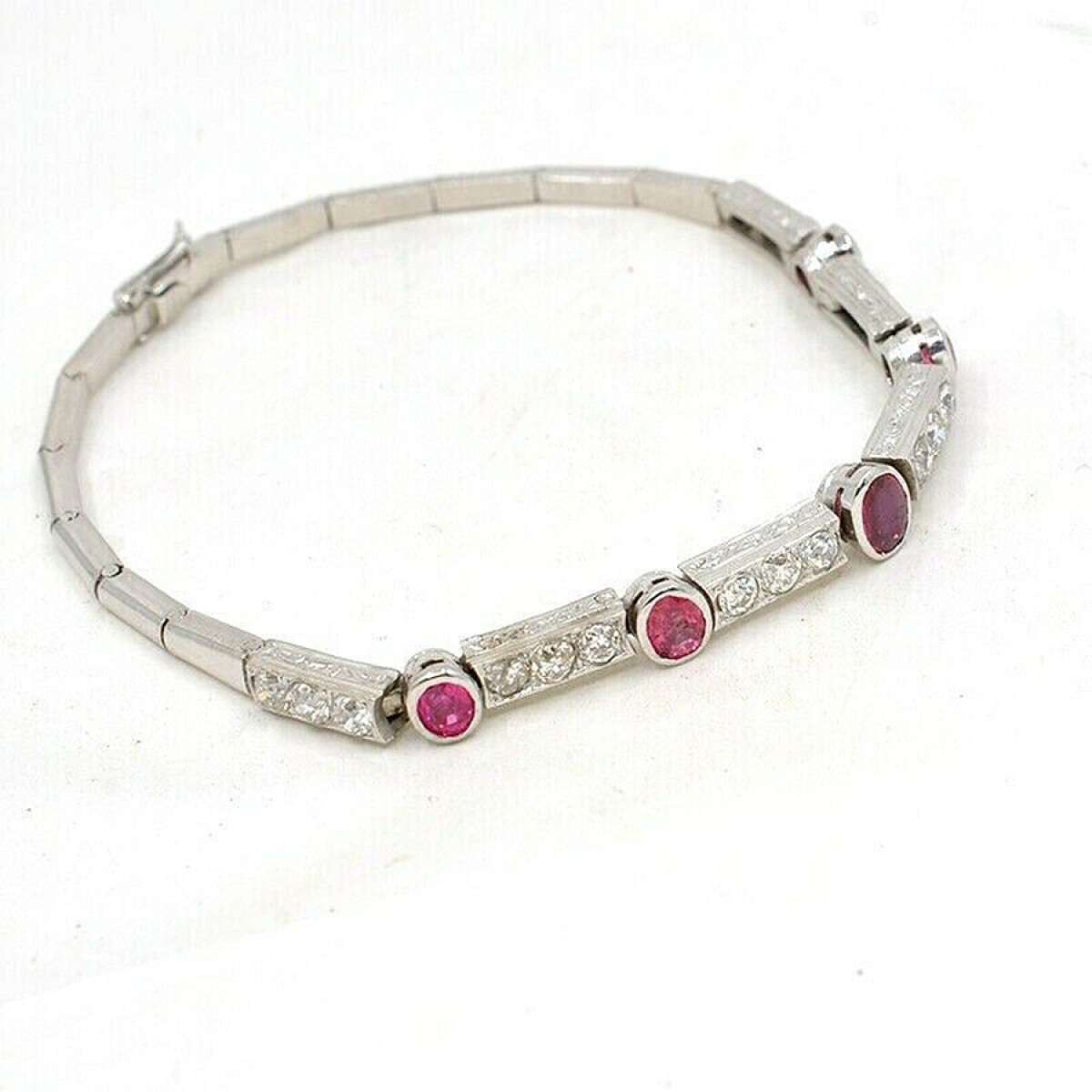Pulsera Oro 18K, Brillantes Y Rubies 