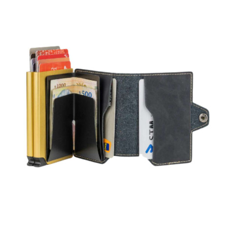 Billetera Baleine Double Kansas Golden Black