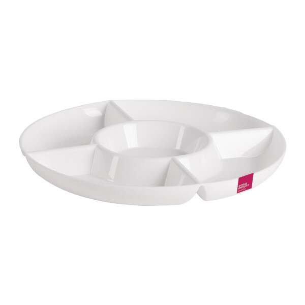 COPETINERO REDONDO CON 5 DIVISIONES LE CHEF BLANCO Ø 33 X 3 CM BLANCO