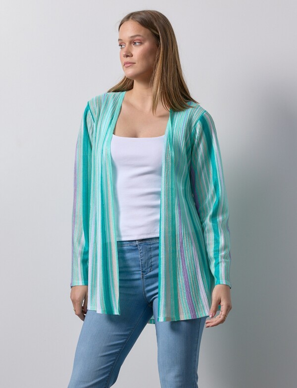 Cardigan Plisado VERDE AGUA/MULTI