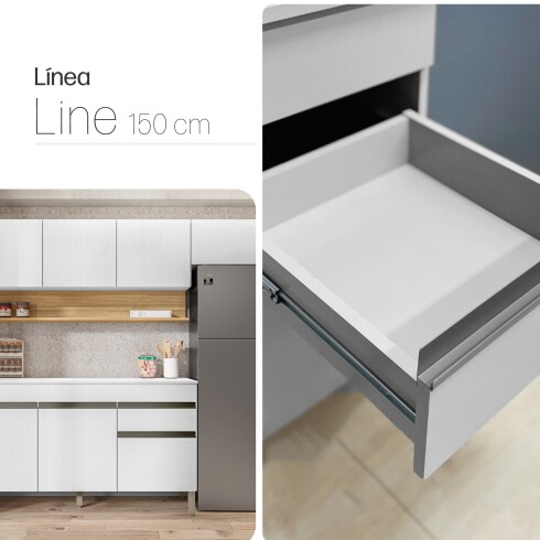 Juego de 3 Modulos De Cocina 150 cm Color Blanco BLANCO