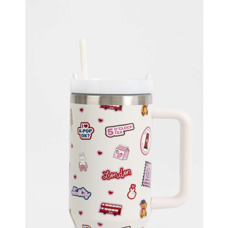Vaso Térmico Estampado Blanco Crema
