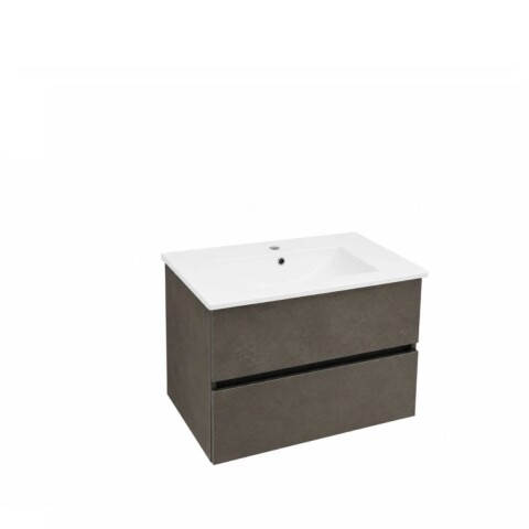 Mueble de baño suspendido Gris Oacuro 60 cm con bacha de loza Mueble De Baño Suspendido Gris Oacuro 60 Cm Con Bacha De Loza