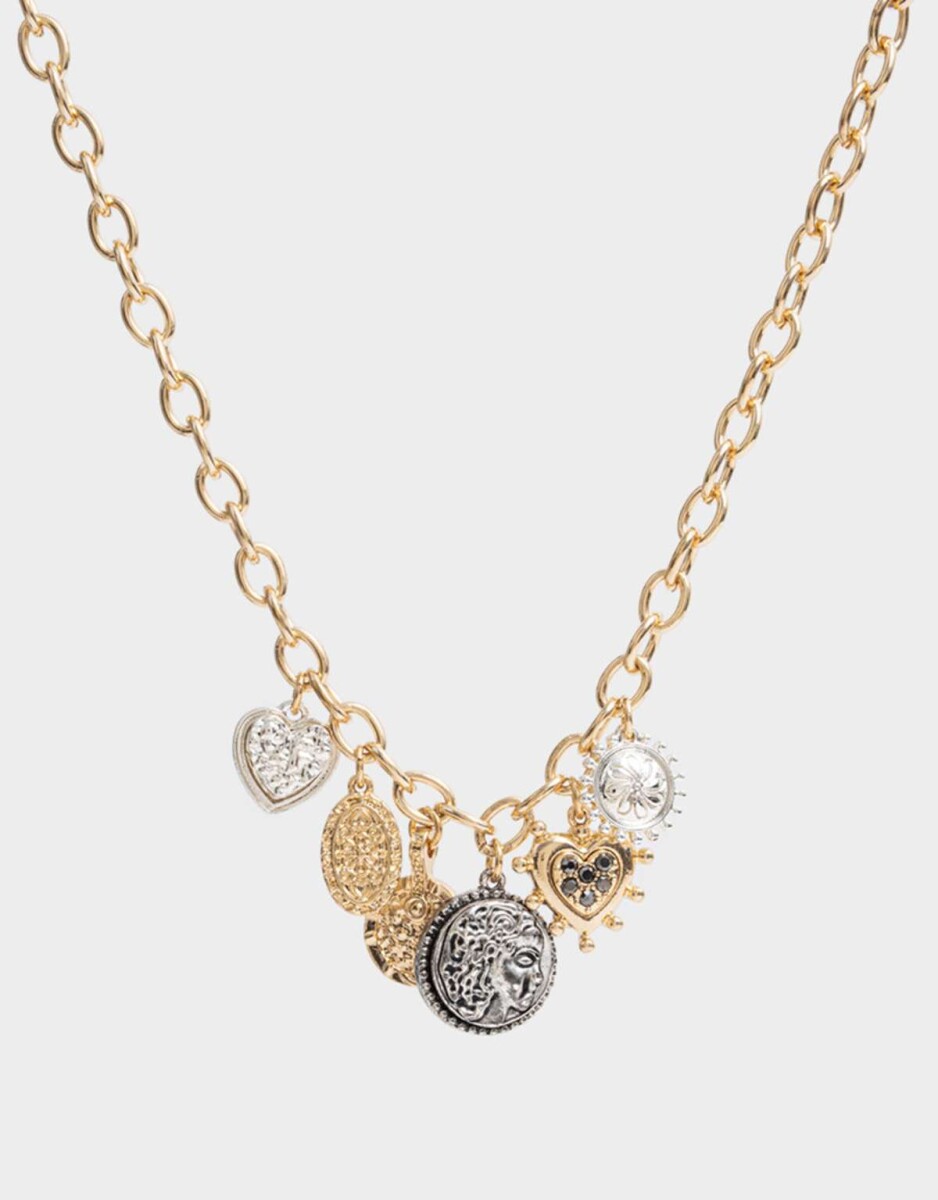 Collar Corto Multi Dijes De Medallones - Dorado Burnish Gold 