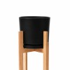 MACETA CERAMICA GRANDE CON SOPORTE ALTO NEGRA