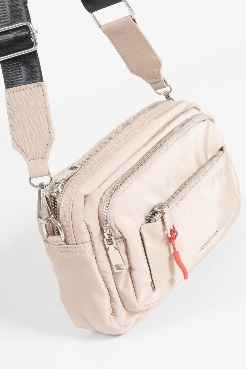 Bandolera zipper bolsillos beige