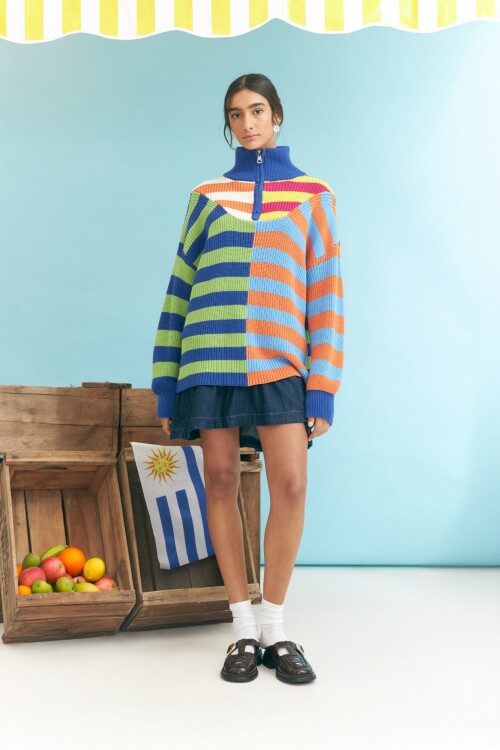 Sweater algodón con rayas multicolor multicolor