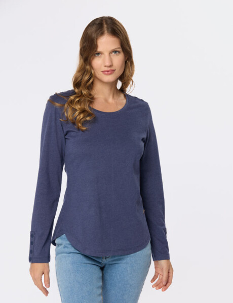 REMERA LISA CON BOTONES Azul