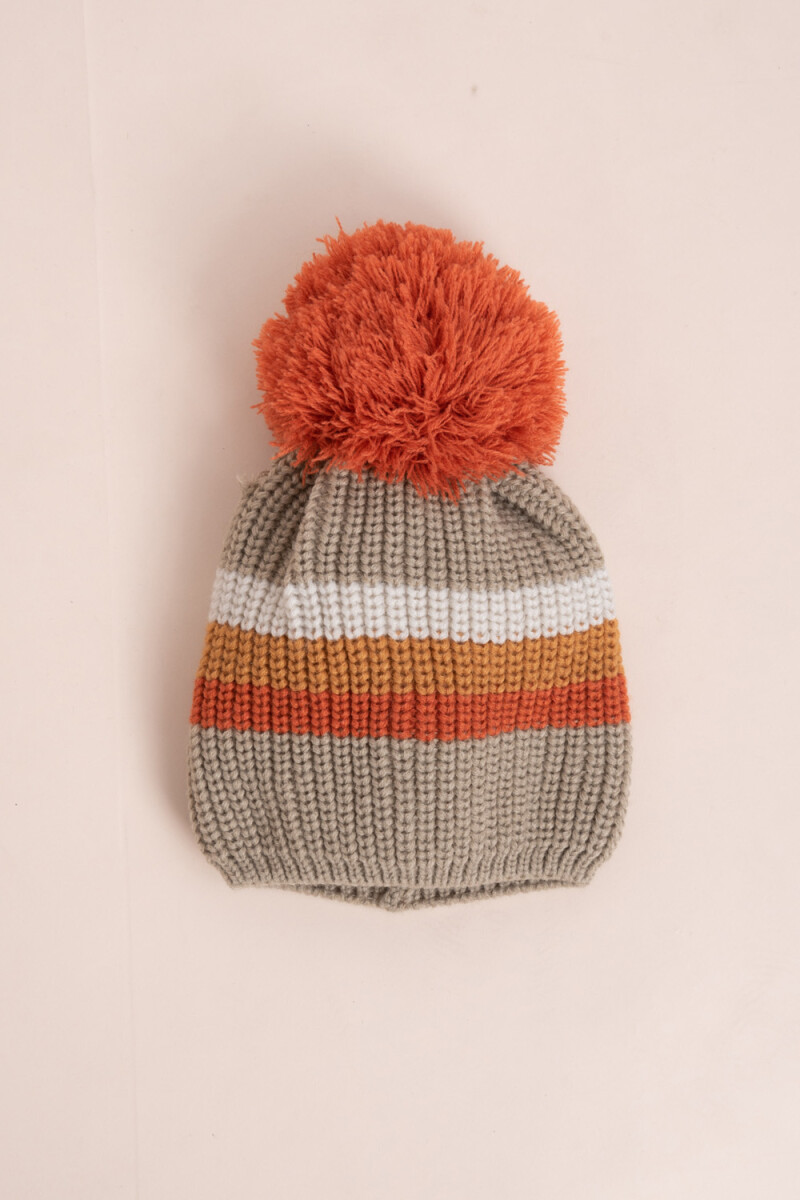 Gorro combinado con pompón Naranja