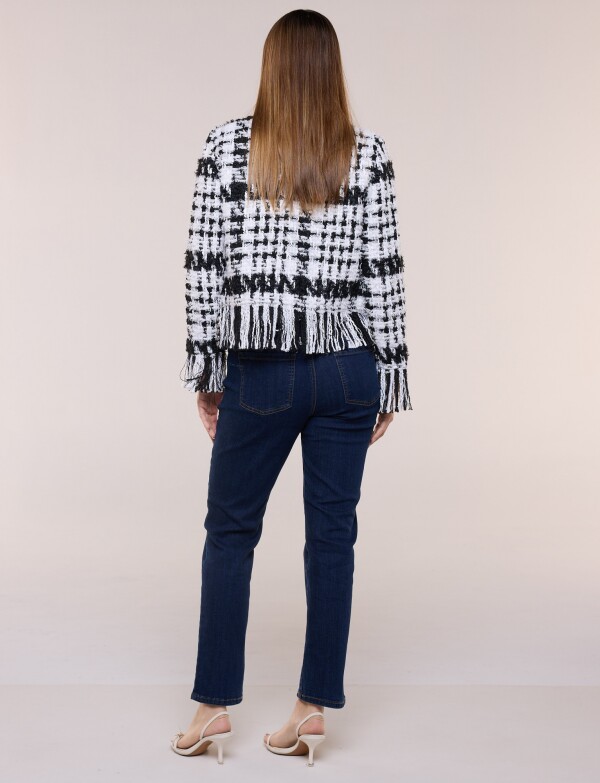 Chaqueta Tweed Con Flecos BLANCO/NEGRO