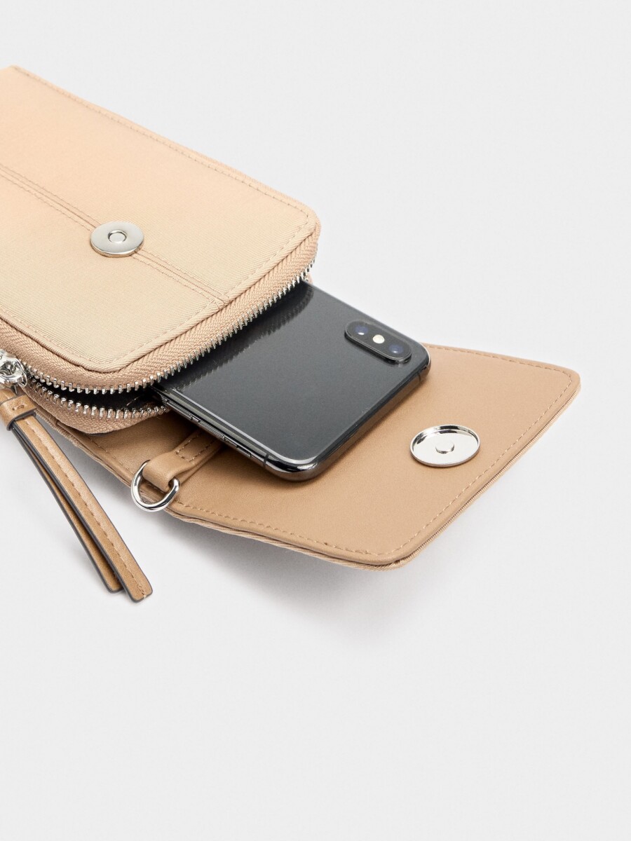Bolso Para Móvil Efecto Nylon taupe