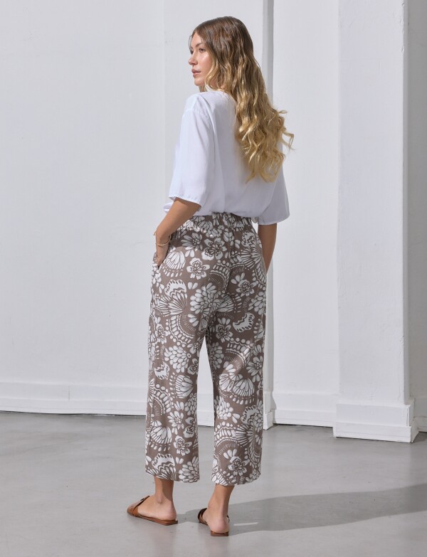Pantalon Lino Crop TOSTADO/MULTI