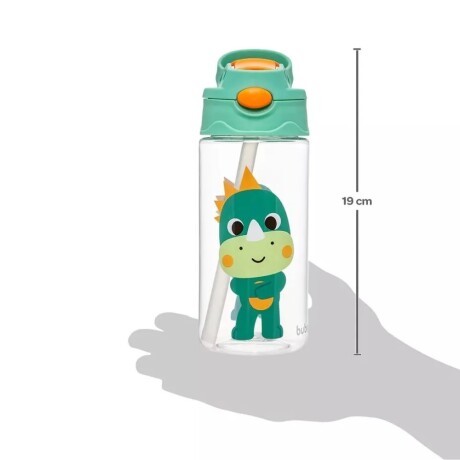 Botella con boquilla y sorbito silicona Dinosaurio