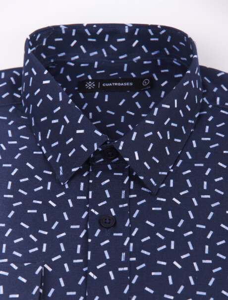 Camisa m/l estampada azul