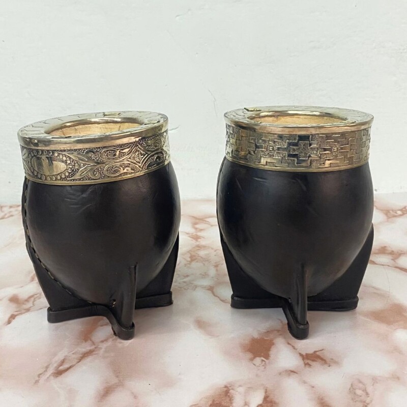 Mate imperial artesanal con boquilla de alpaca Negro