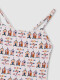 Traje De Baño Estampado Casitas Blanco Roto