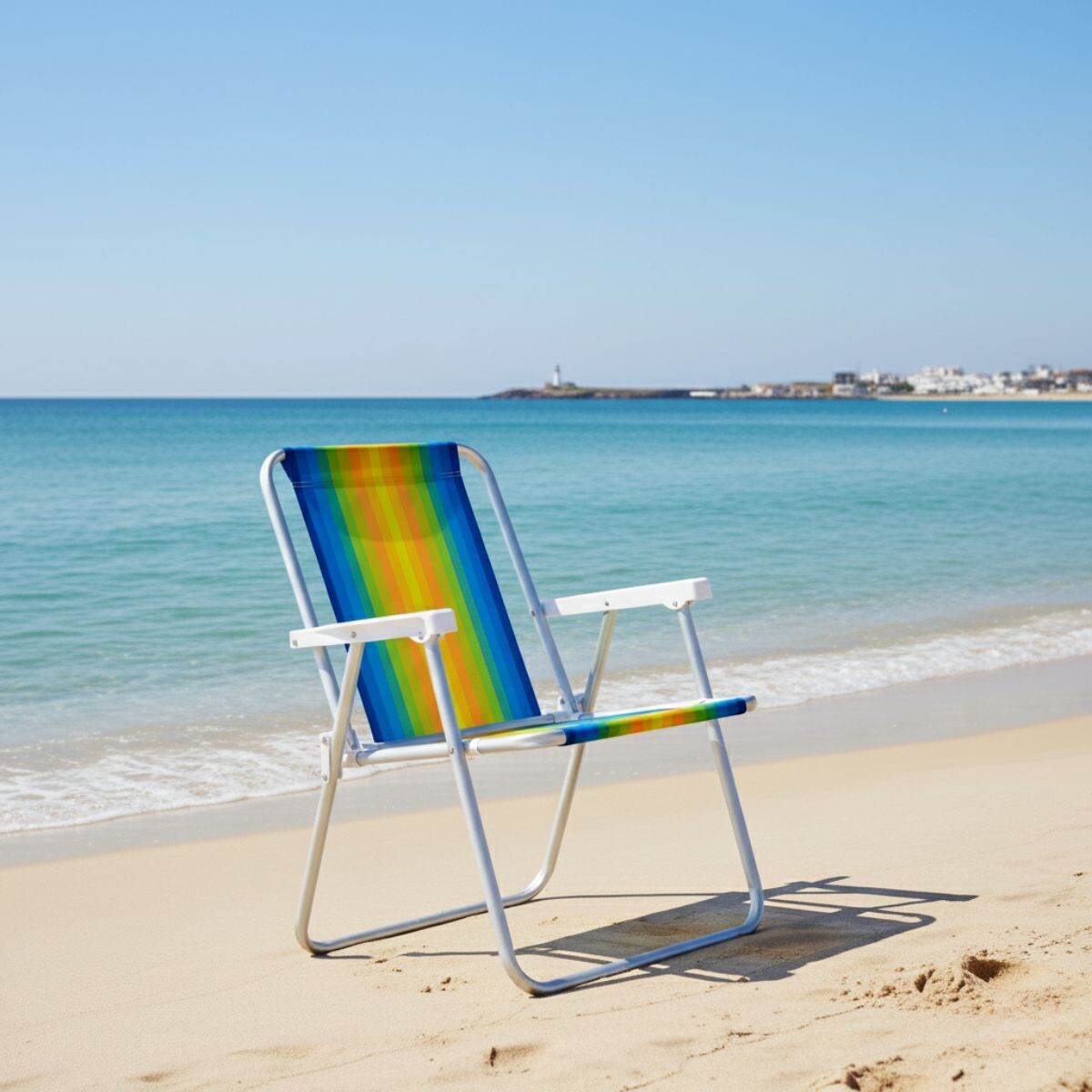 Silla Alta Aluminio Clásica A Rayas - AMARILLO 