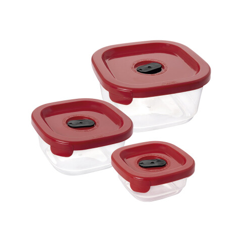 Set x 3 Recipientes Plásticos Lume con Válvula Calendario ROJO