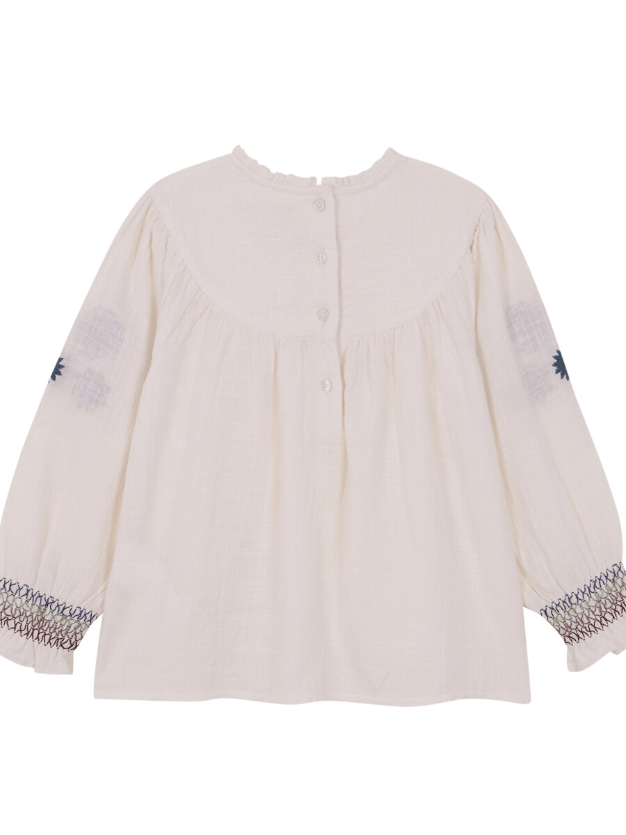 Blusa Con Bordado Blanco Roto