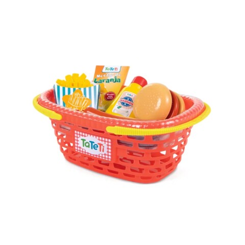 Cesta con alimentos y frutas de juguete Alimentos