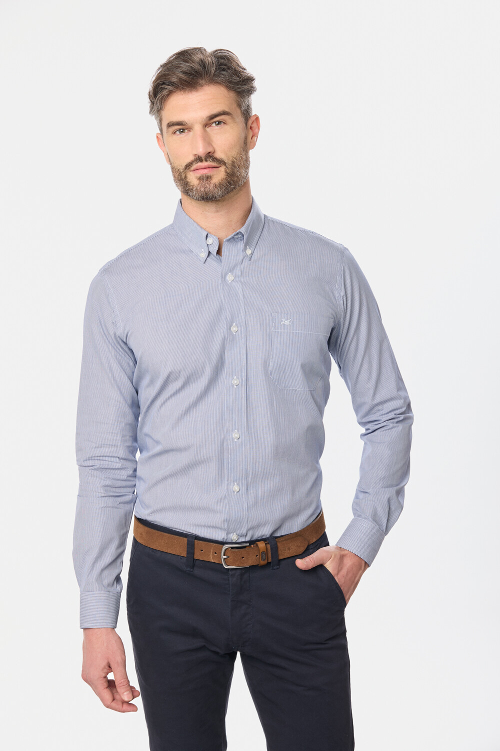 CAMISA SPORT A RAYAS Azul