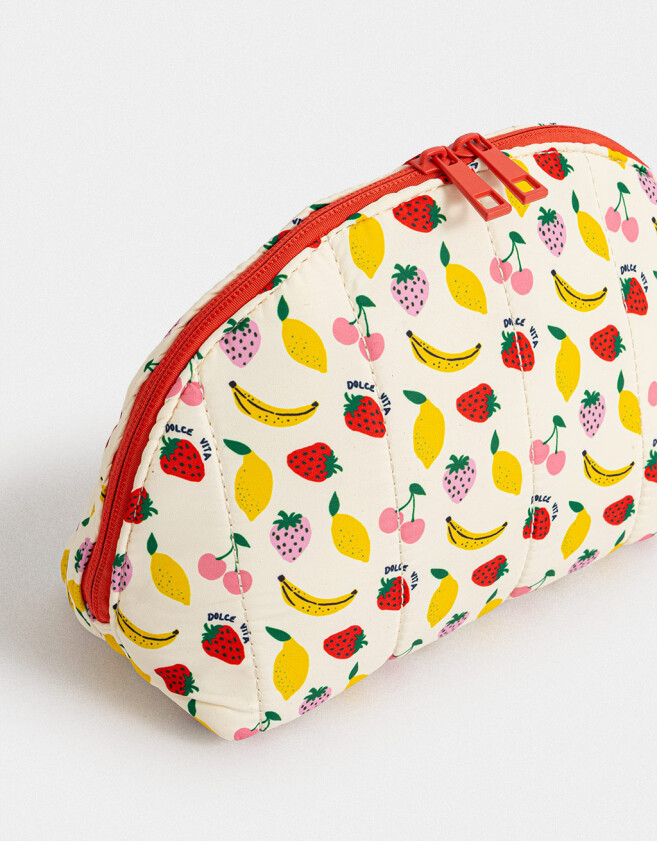 Porta Cosméticos Portacosméticos Estampa Frutas - Blanco Crudo