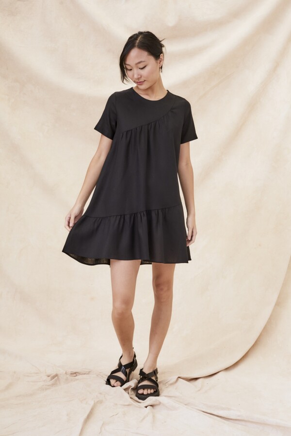 Vestido Con Lino Negro