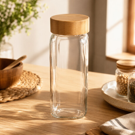 Frasco especiero con tapa madera TRANSPARENTE