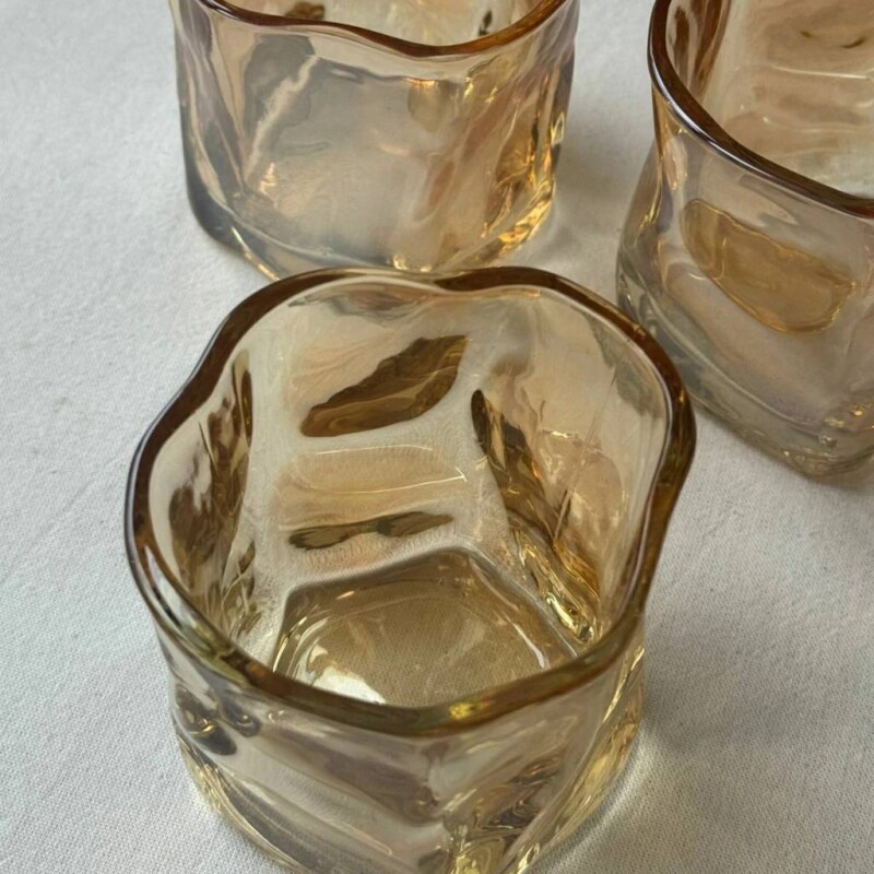 Vaso de vidrio irregular 350 ml naranja