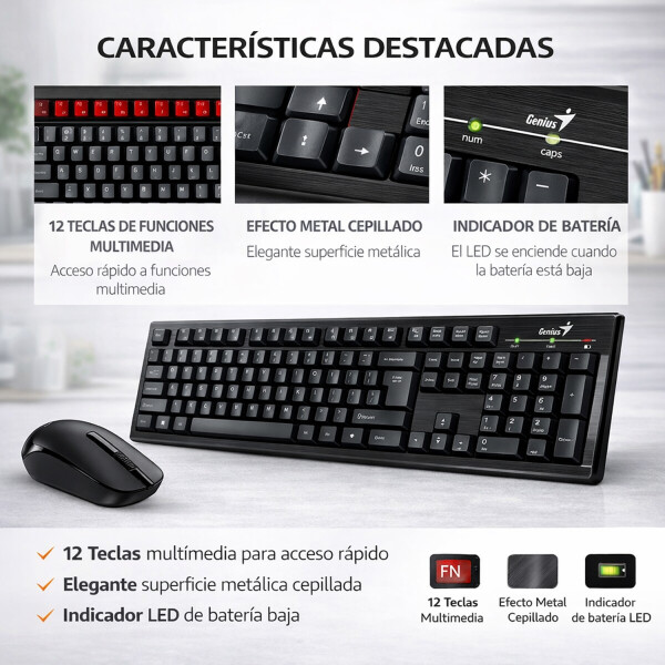 Combo Inalámbrico Teclado Y Mouse Genius Km 8101 COMBO GENIUS KM 8101