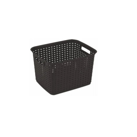 Cesta plástica marrón simil mimbre 38 x 31 x 24cm. TV0210