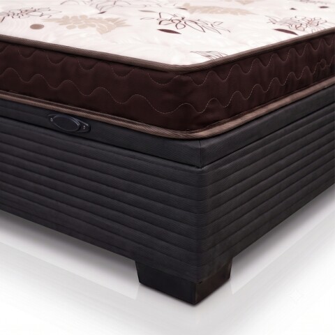 Sommier Baúl 2 Plazas Negro con Colchón Dorado 138 x 188 Firmeza Media Sommier Baúl 2 Plazas Negro con Colchón Dorado 138 x 188 Firmeza Media