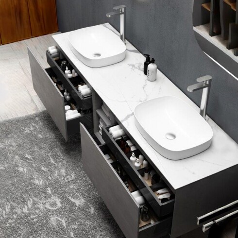 MUEBLE DOBLE CON CAJONES - CADA MODULO ES DE 59.2X51.9X45 - COLOR GRIS CLARO 000