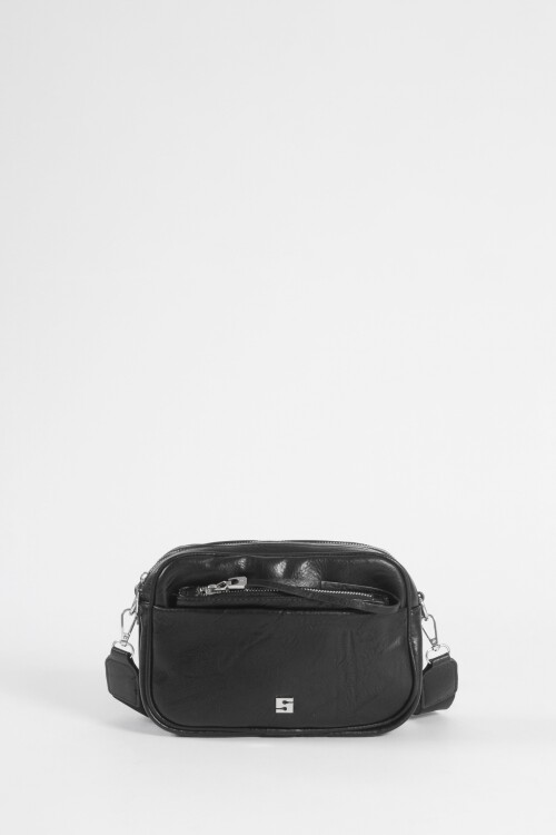 Cartera de hombro con cierres negro