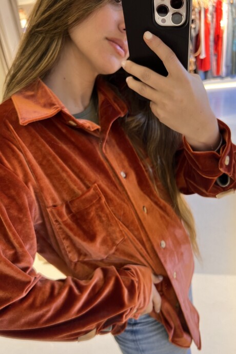 Velvet Shirt con Puño Terracota