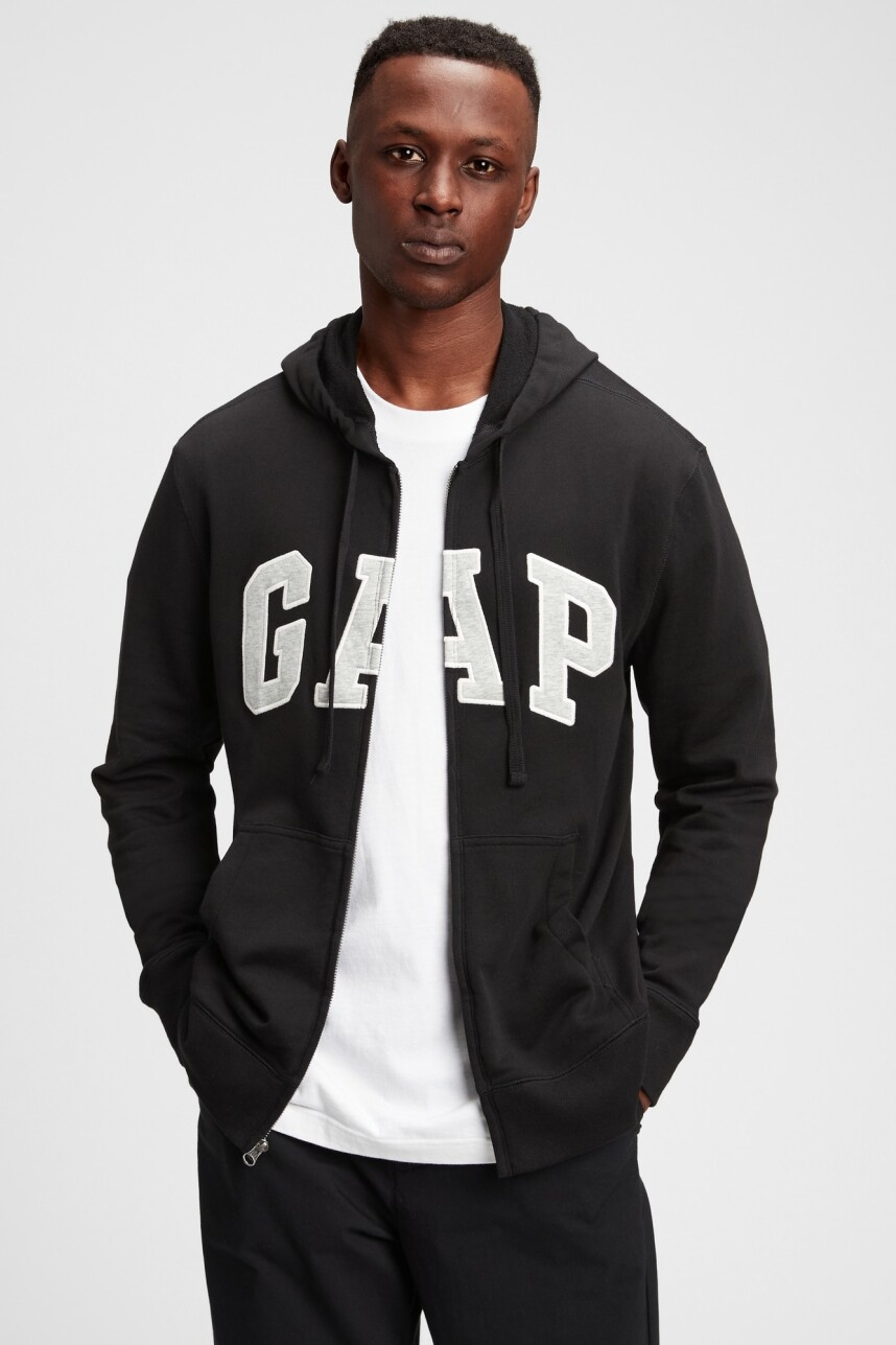 Canguro Con Cierre Sin Felpa Logo Gap Hombre True Black V2 2