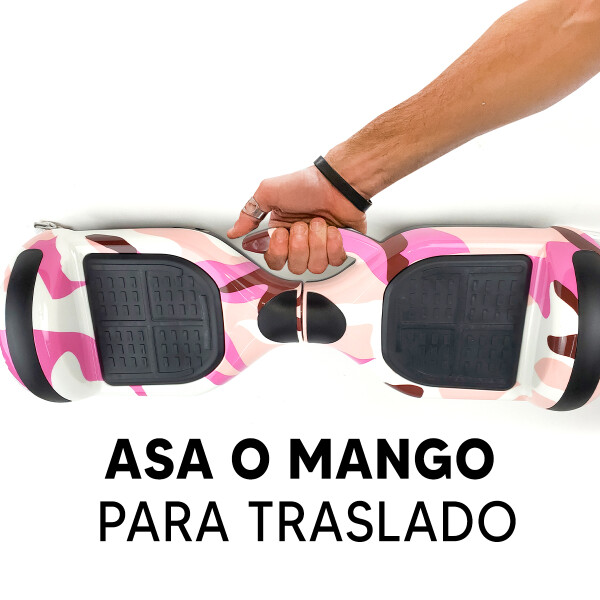 Combo De Skate Eléctrico 6.5" Con Luces Y Bluetooth + Asiento Para Hoverboard ROSA