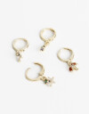 Aros Argollas Set Cubic zirconia Set De Argollas Bichitos Cubic Dorado - Dorado