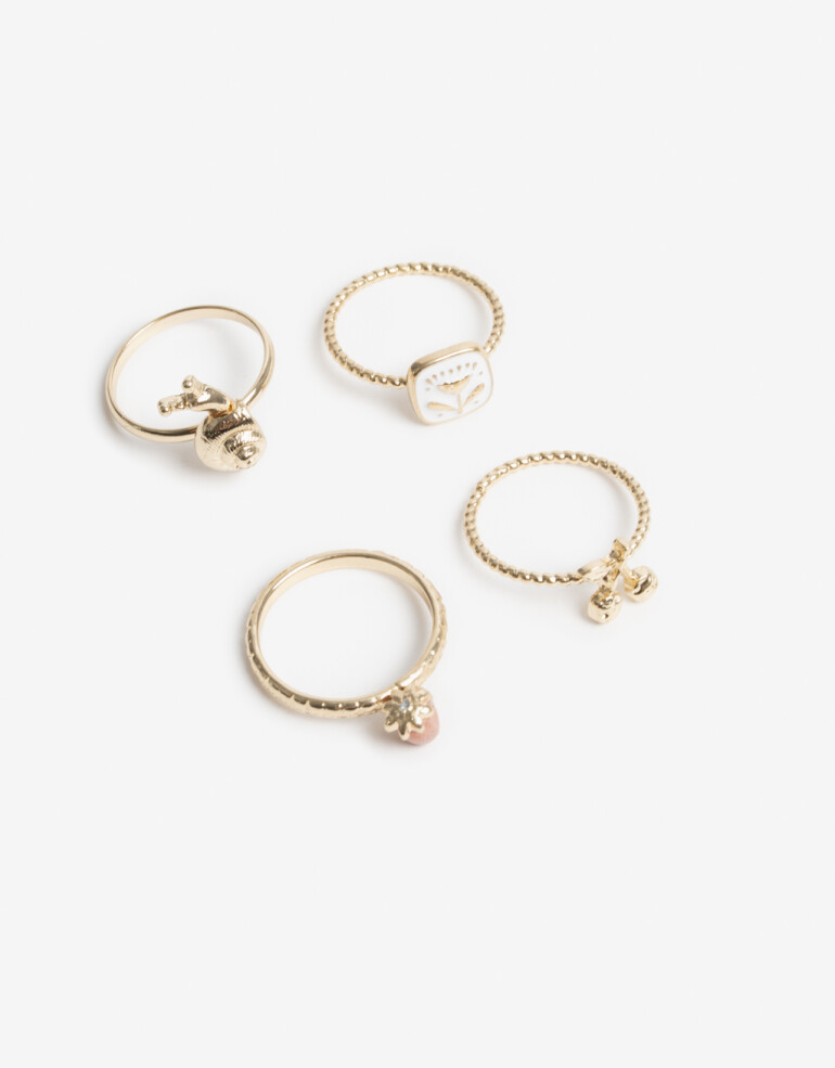 Sets Anillos Con Dijes Set De Anillos Dijes - Dorado