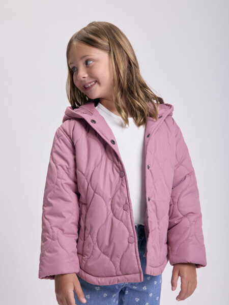 Campera capitoneada capucha Rosa